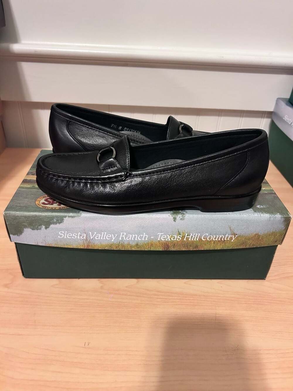 SAS Jewel Black Leather Loafers Size 7.5 N